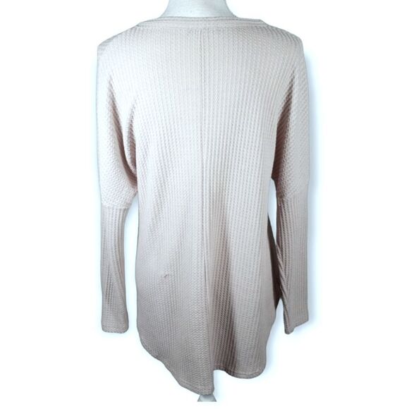 MIHOLL WAFFLE KNIT LAVENDER/BEIGE LONG SLEEVE BUTTON DOWN BLOUSE SZ.M EUC - Picture 4 of 7